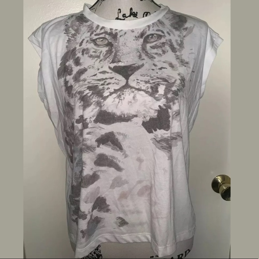 AllSaints Leopard Tee Chalk White Medium